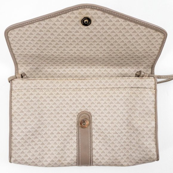 Vintage 80s Coated Canvas Leather Crossbody Bag - Picture 3 of 13